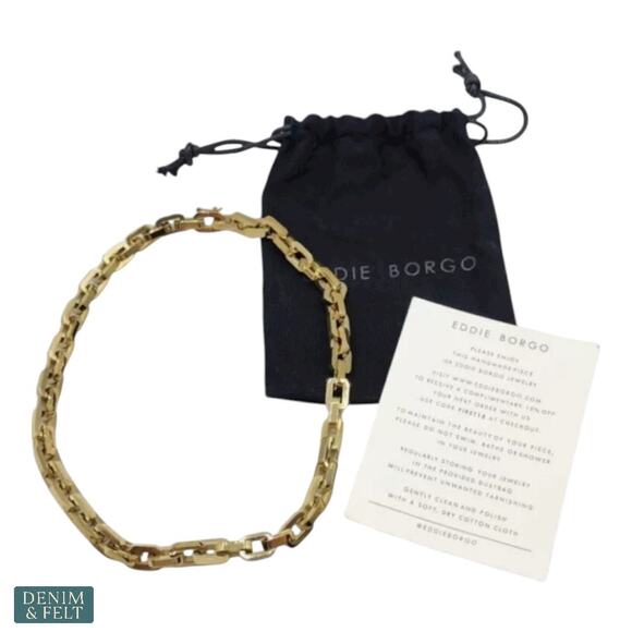 Eddie Borgo Supra Link Gold Chain Necklace 12K Finish Heritage Luxe Statement - Picture 13 of 16